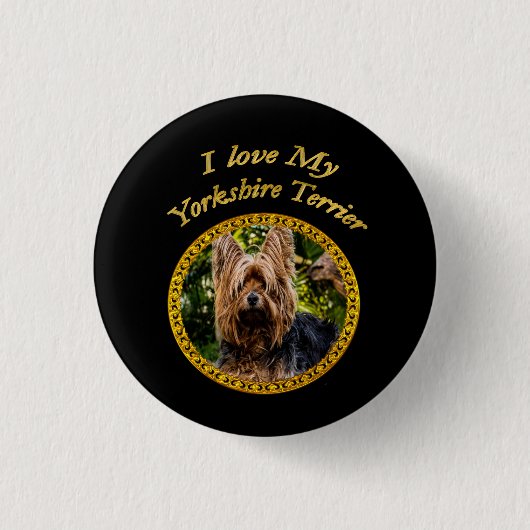 Sweet Yorkshire doodskleine hond Ronde Button 3,2 Cm (Voorkant)