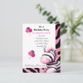 Sweet Zebra verjaardagsuitnodiging Kaart (Staand voorkant)