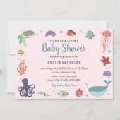 Sweet Zee Creaters Coral Baby shower Invitation Kaart (Voorkant)