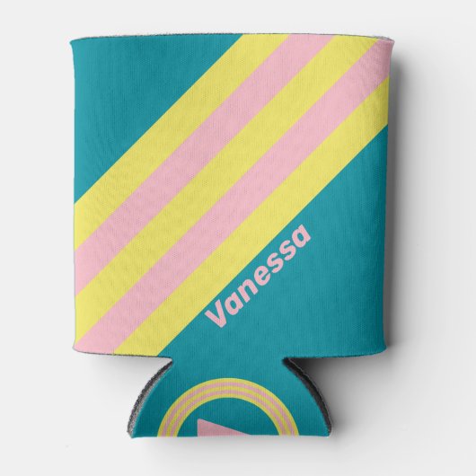 Sweet Zee Kiss Stripes met naam Blikjeskoeler (Voorkant)