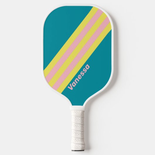 Sweet Zee Kiss Stripes met naam Pickleball Paddle (Voorkant)