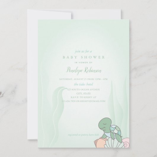 Sweet Zee Turtle Baby shower Invitation Kaart (Voorkant)