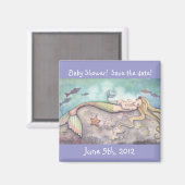 Sweet Zeemeermin Baby shower Save the Date Magnet (Voorkant / Achterkant)