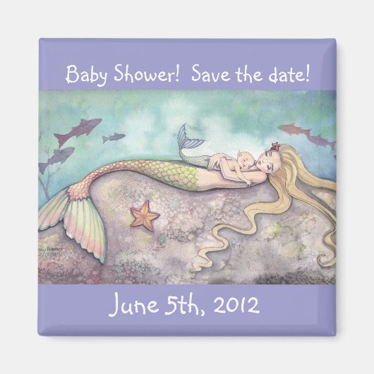 Sweet Zeemeermin Baby shower Save the Date Magnet (Voorkant)