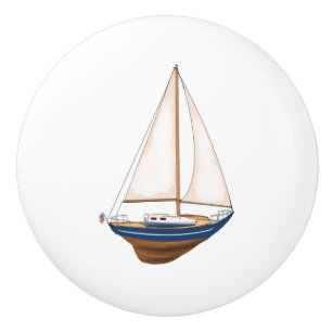 Sweet zeilboot nautische kwekerij Kustkust Kinder  Keramische Knop