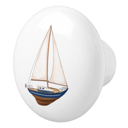 Sweet zeilboot nautische kwekerij Kustkust Kinder  Keramische Knop (Rechts)