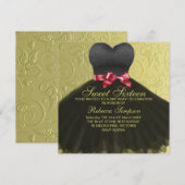 Sweet Zestien Black Dress Birthday Uitnodiging (Voorkant / Achterkant)