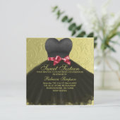 Sweet Zestien Black Dress Birthday Uitnodiging (Staand voorkant)