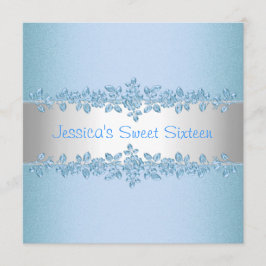 Sweet Zestien  Blauwe Rozen Birthday Party Kaart