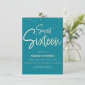 Sweet Zestien Blauwgroen en goudfeesten Kaart (Staand voorkant)