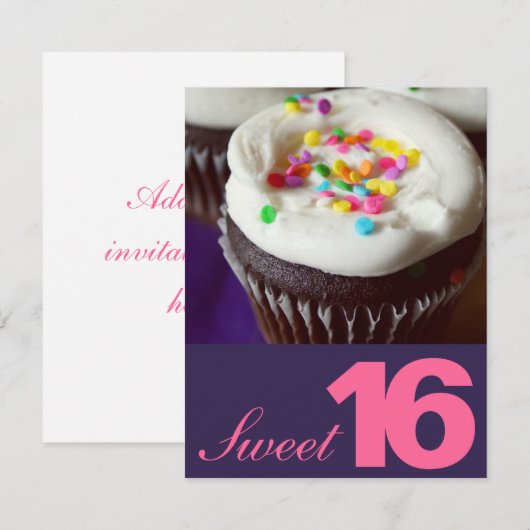 Sweet Zestien feestelijke uitnodigingen (Voorkant / Achterkant)