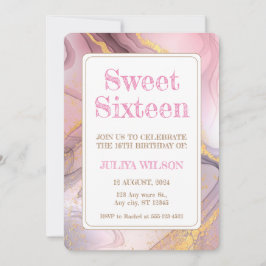 Sweet zestien Gold glitter roze verjaardagsfeestje Kaart