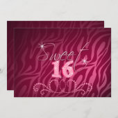 Sweet zestien met een uitnodiging van de Bling Bir (Voorkant / Achterkant)