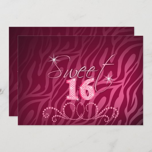 Sweet zestien met een uitnodiging van de Bling Bir (Voorkant / Achterkant)