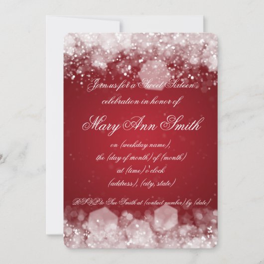 Sweet Zestien-partij-mousserende nacht 2 Rood Kaart (Voorkant)