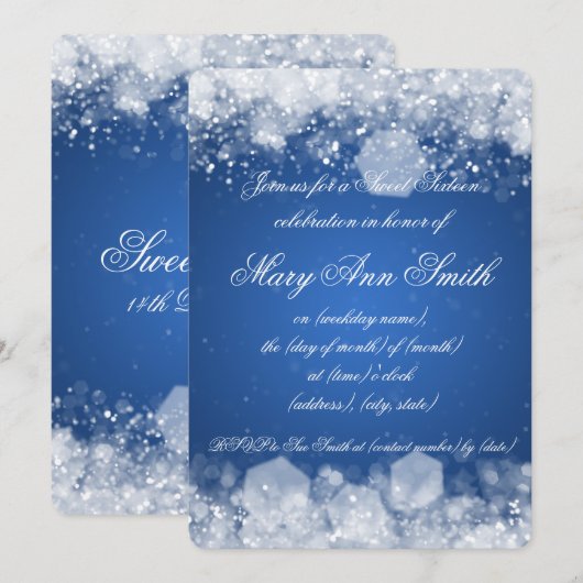 Sweet Zestien-partijen-mousserende nacht 2 Blauw Kaart (Voorkant / Achterkant)