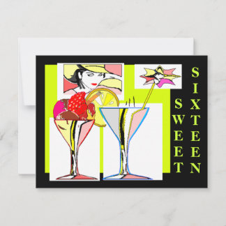 Sweet Zestien Pop-Art Indulgence Party uitnodiging