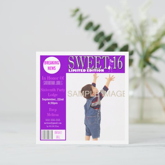 Sweet zestien tijdschriften: PERSONALIZE Kaart (Staand voorkant)