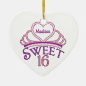 Sweet Zestien verjaardag Aangepast Roze Kerst van Keramisch Ornament (Voorkant)