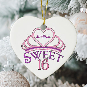 Sweet Zestien verjaardag Aangepast Roze Kerst van Keramisch Ornament