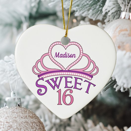 Sweet Zestien verjaardag Aangepast Roze Kerst van Keramisch Ornament