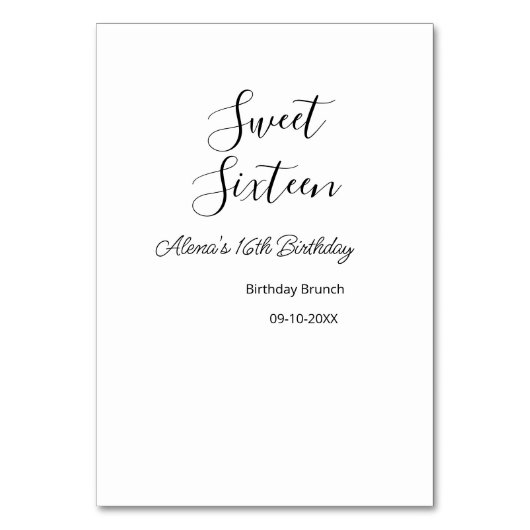 Sweet zestien verjaardag brunch 16e verjaardag naa kaart (Voorkant)