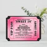 Sweet zestien VIP Ticket Style Party-uitnodigingen Kaart<br><div class="desc">Een super leuke manier om de komende liefhebbende zestien partij aan te kondigen die je ontvangt met deze leuke VIP hotroze evenementenuitnodiging.</div>