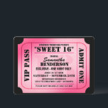 Sweet zestien VIP Ticket Style Party-uitnodigingen Kaart<br><div class="desc">Een super leuke manier om de komende liefhebbende zestien partij aan te kondigen die je ontvangt met deze leuke VIP hotroze evenementenuitnodiging.</div>