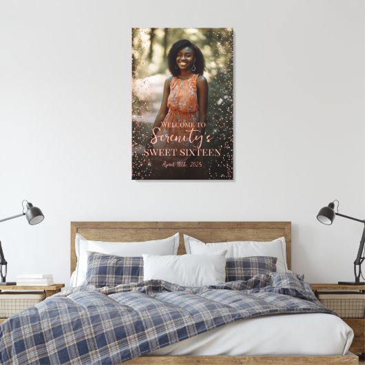 Sweet zestien welkomstbord met foto op canvas (Insitu (Slaapkamer))