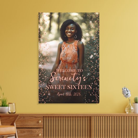 Sweet zestien welkomstbord met foto op canvas (Insitu (Woonkamer))