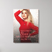 Sweet zestien welkomstbord met foto op canvas (Voorkant)