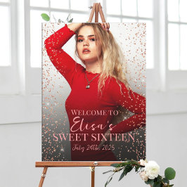 Sweet zestien welkomstbord met foto op canvas