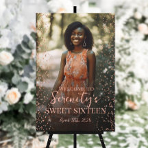 Sweet zestien welkomstbord met foto op canvas