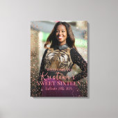 Sweet zestien welkomstbord met foto op canvas afdruk (Voorkant)
