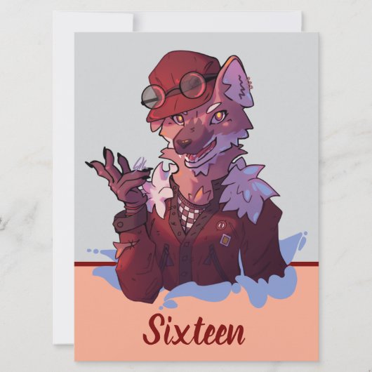 Sweet Zestien, wolf, anime Feestdagenkaart (Voorkant)