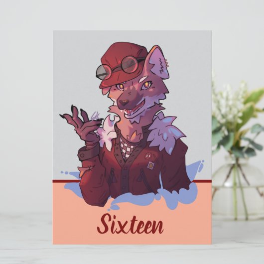 Sweet Zestien, wolf, anime Feestdagenkaart (Staand voorkant)