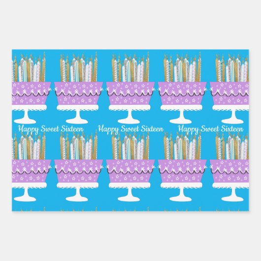 Sweet zestien zestiende zestiendagskaarten die pap inpakpapier vel (Voorkant)