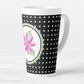 Sweet Zwart-wit Polka-dot Flower Latte Mok (Rechterhoek)
