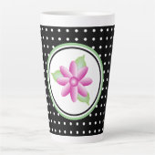 Sweet Zwart-wit Polka-dot Flower Latte Mok (Voorkant)