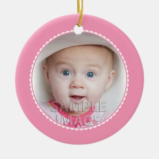SweetBabyCarrots Baby's Eerste Kerstmis Roze Keramisch Ornament (Voorkant)