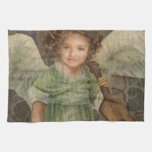 Sweeten - Little Girl Angel die een Violin speelt Theedoek