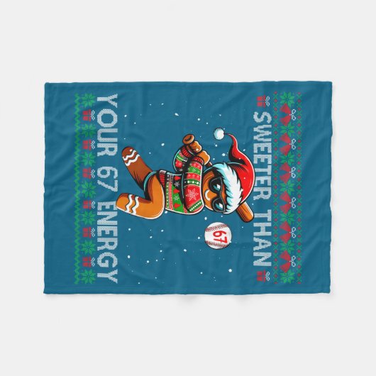 Sweeter Than Your 67 Energy Gingerbread Baseball C Fleece Deken (Voorkant (Horizontaal))