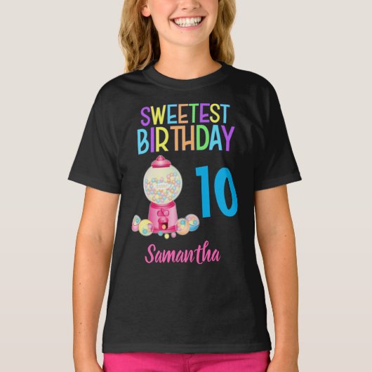 Sweetest Birthday Party Colorful Custom T-Shirt (Voorkant)