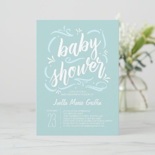 Sweetest Blue Baby shower Invitation Kaart (Staand voorkant)
