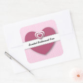 Sweetest BRIDESMAID Ever Hearts and Stripes A01D Vierkante Sticker (Envelop)