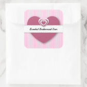 Sweetest BRIDESMAID Ever Hearts and Stripes A01D Vierkante Sticker (Tas)