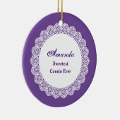 Sweetest COUSIN Ever White Lace Lijst Z03 Keramisch Ornament (Rechts)