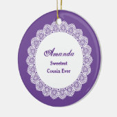 Sweetest COUSIN Ever White Lace Lijst Z03 Keramisch Ornament (Links)