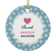Sweetest DAUGHTER Blue and White Snowflakes S12Z