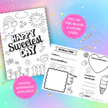 Sweetest Day Coloring Card: Fill-in-the-Blank